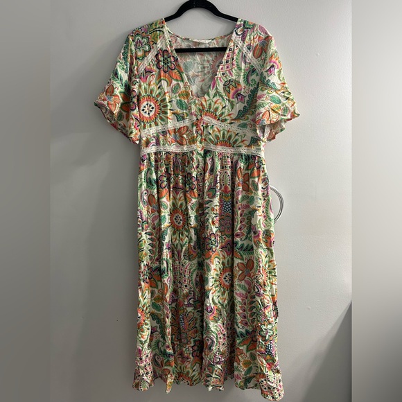 Springfield floral lace dress button up summer dress - Picture 4 of 9